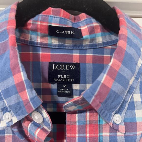 J Crew Men's Classic Button‎ Down Flex Washed Blue and Pink Plaid Size M - Picture 4 of 11